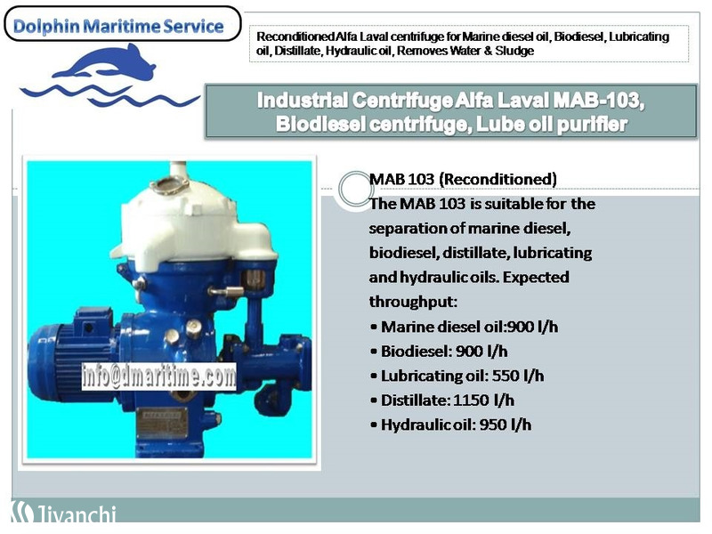 Industrial Centrifuge Alfa Laval MAB-103, Biodiesel centrifuge, Lube oil purifier - 3