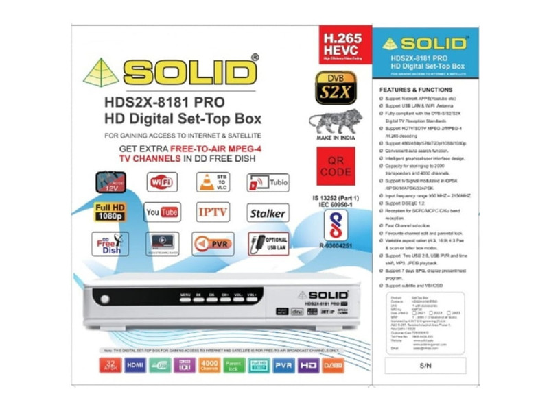 SOLID HDS2X-8181PRO H.265 T2-MI HEVC DVB-S2X FullHD FTA Set-Top Box - 1