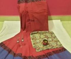 handloom chettinad cotton sarees with neckset- rs 900