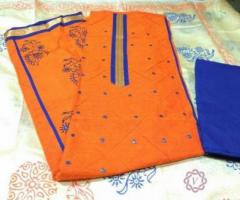 elegant chanderi gadwal suits with neck work and designer dupatt