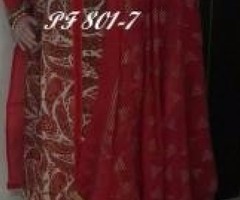 elegant PF801 chanderi cotton suits with terrocotta jewellery