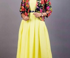 Sale Yellow Maxi Dress with Floral Jacket for Women Online