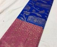 elegant pure handloom banarasi jute sarees with blouse piece ava - Image 1