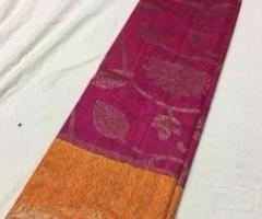 elegant pure handloom banarasi jute sarees with blouse piece ava - Image 2