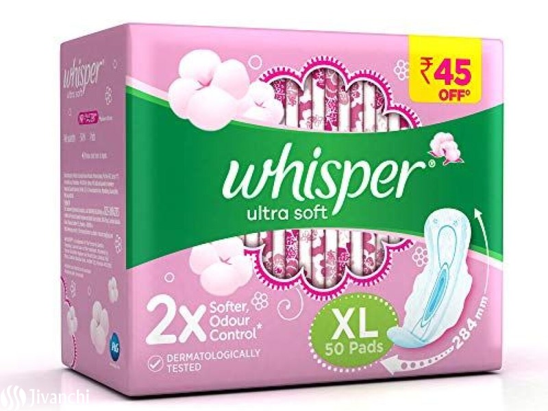 Whisper Ultra Soft XL 50 Pads for Women - 1